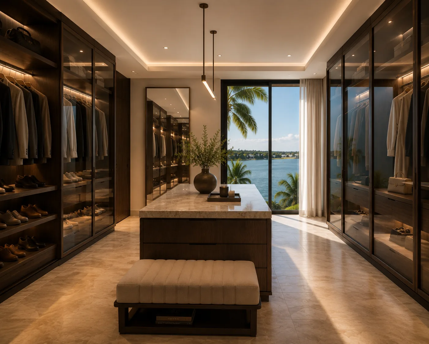 Primary suite's walk-in wardrobe.