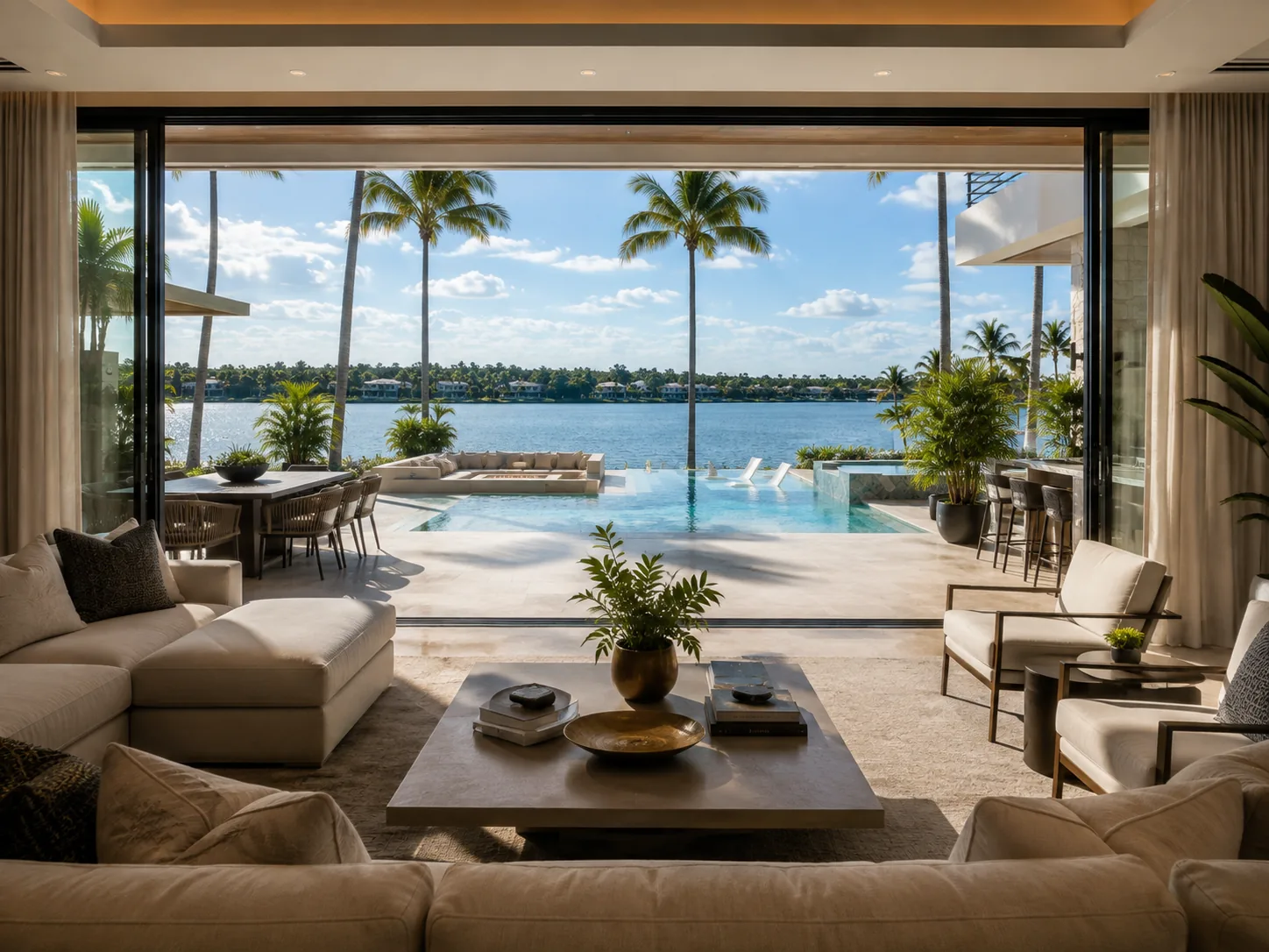 View from inside The Tidewater Residence toward the water.