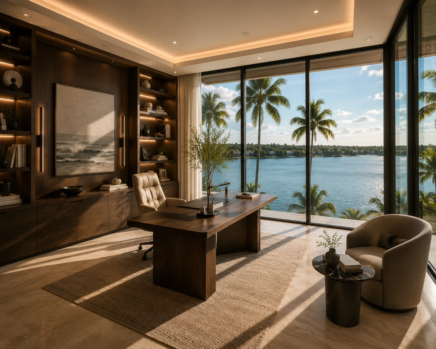 Waterfront office and study at The Tidewater Residence.